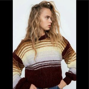NWT Zara striped multi-color cropped sweater sz S